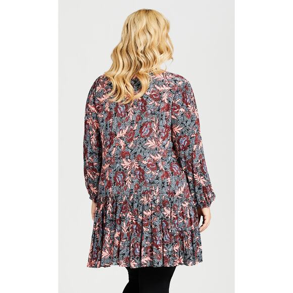 Aveology NWT Jolie Floral V-Neck Ruffle Dress Plus Size 14/16 Boho Knee Length - Picture 4 of 14